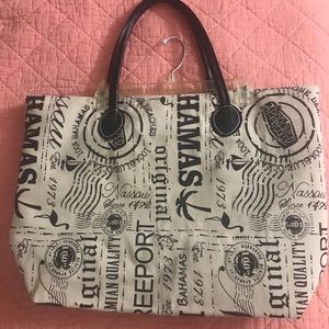 Extra Large Beach Tote Bag Bahamas Souvenir Print